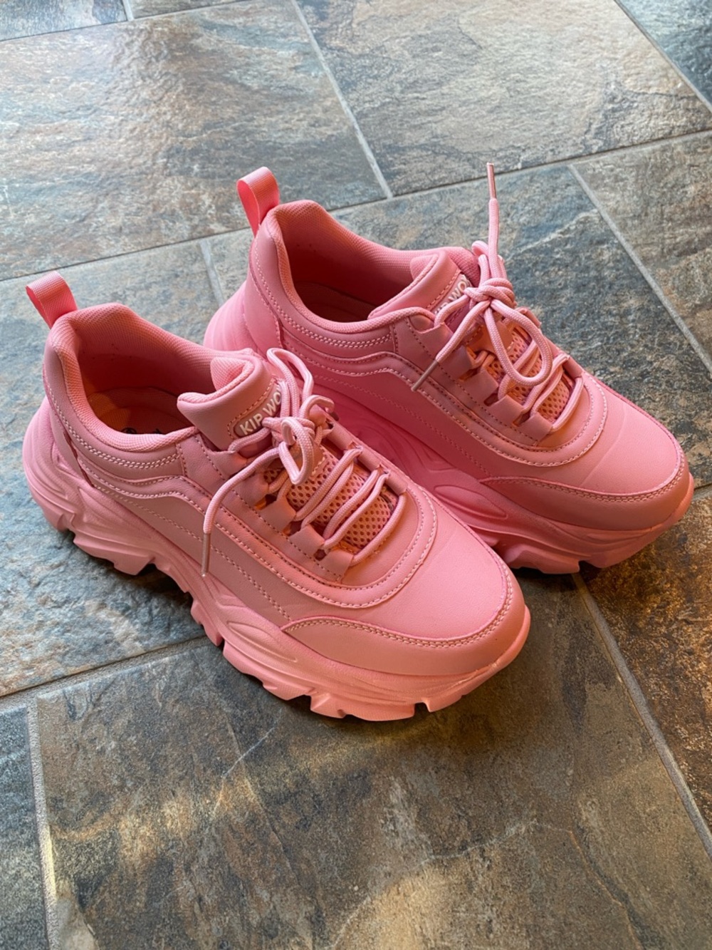 Platform Lace-Up Sneakers in Pink